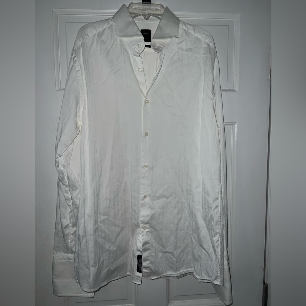 White Boss button down dress shirt